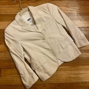 MM6 Maison Margiela cropped velvet blazer cream